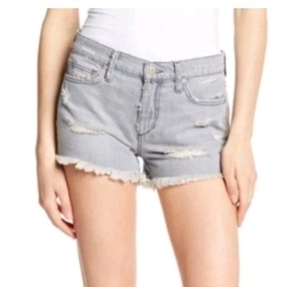 Retro Y2K Joe's Jeans Gabrielle Distressed Grey Jeans‎ Cut Off Shorts Size 28